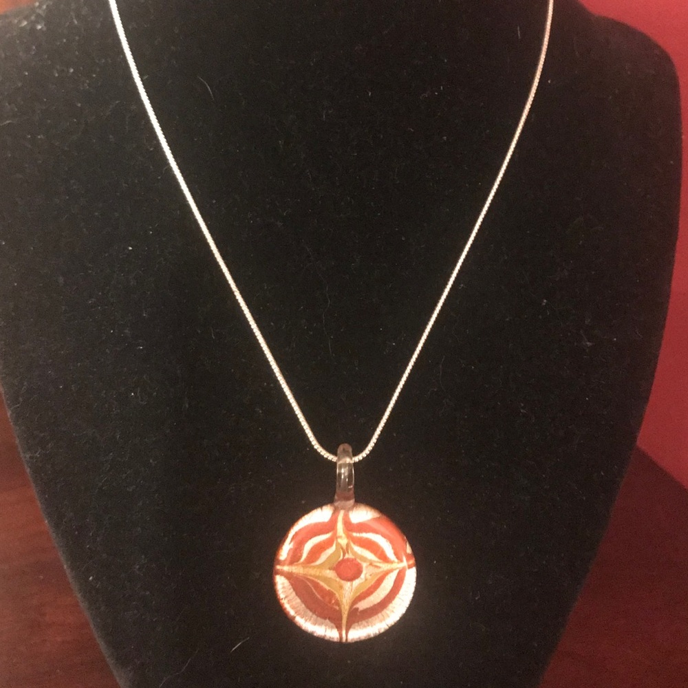 Blown Glass Pendant and Chain